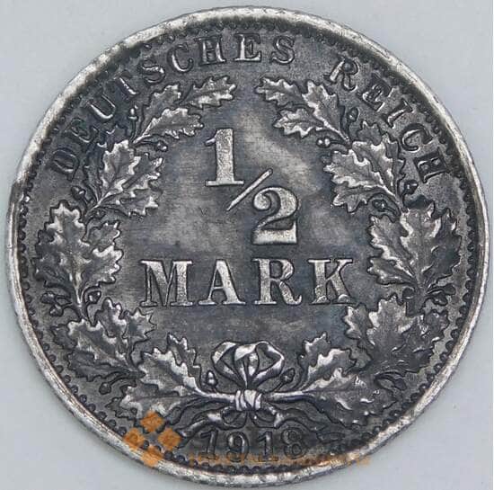 Германия 1/2 марки 1918 G КМ17 XF  арт. 56836