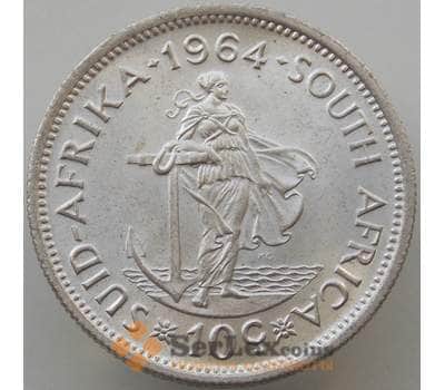 Монета Южная Африка ЮАР 10 центов 1964 КМ60 UNC Серебро арт. 14673
