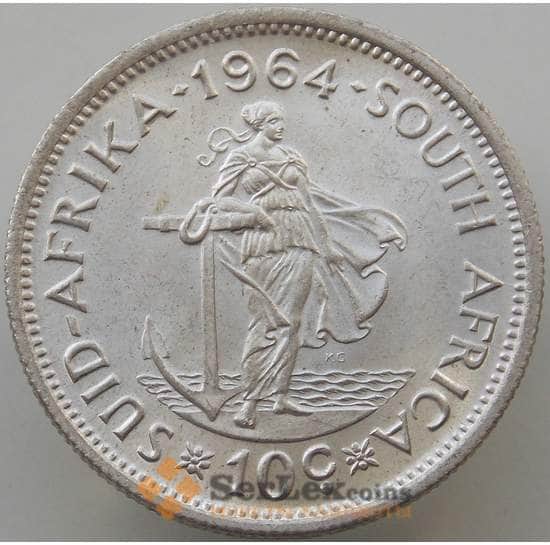 Южная Африка ЮАР 10 центов 1964 КМ60 UNC Серебро арт. 14673
