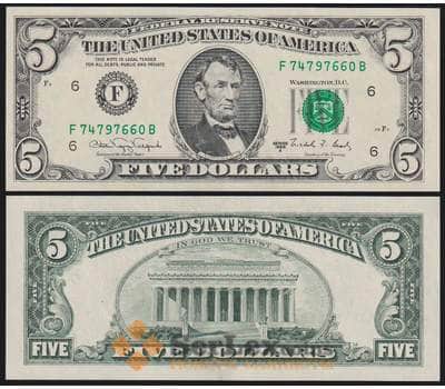 США банкнота 5 долларов 1988А Р481b UNC F - Атланта арт. 48380