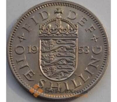Монета Великобритания 1 шиллинг 1953 КМ890 UNC 3 льва арт. С03367