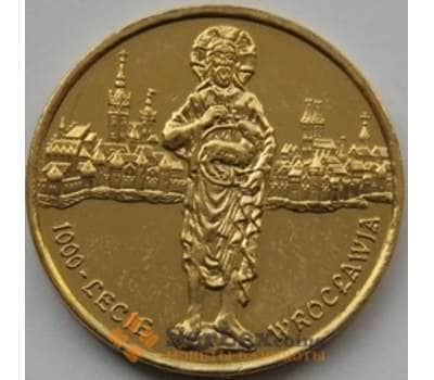 Монета Польша 2 злотых 2000 Y389 UNC город Вроцлав арт. С03401