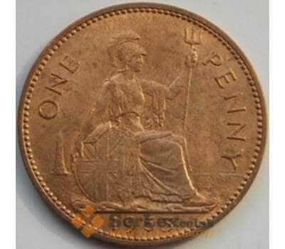 Монета Великобритания 1 пенни 1953 КМ883 AU арт. С03413