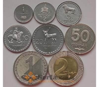 Монета Грузия набор 1 тетри - 2 лари 1993-2006 UNC (8шт) арт. С03503