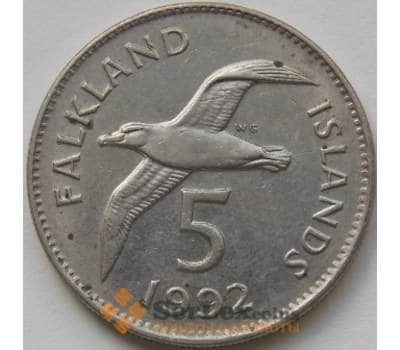 Монета Фолклендские острова 5 центов 1992 КМ4.1 XF Птица арт. С03575
