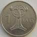 Монета Латвия 1 лат 2007 КМ86 XF Сова арт. С03598