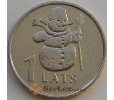 Монета Латвия 1 лат 2007 КМ85 XF Снеговик арт. С03599