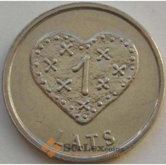 Латвия 1 лат 2011 КМ127 XF Пряник Сердце арт. С03608