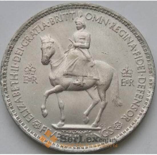 Великобритания монета 1 крона (5 шиллингов) 1953 КМ894 AU арт. 3657