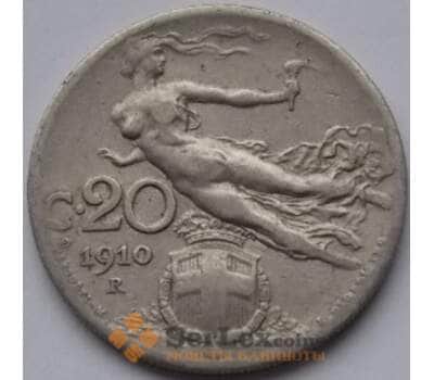 Монета Италия 20 чентезимо 1910 КМ44 VF арт. С03677