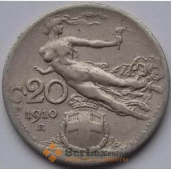 Италия 20 чентезимо 1910 КМ44 VF арт. С03677