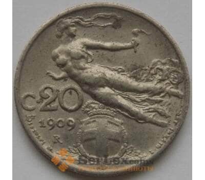 Монета Италия 20 чентезимо 1909 КМ44 VF арт. С03688