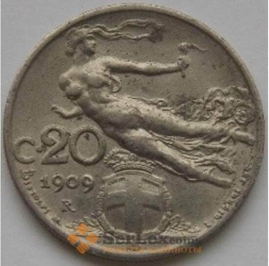 Италия 20 чентезимо 1909 КМ44 VF арт. С03688