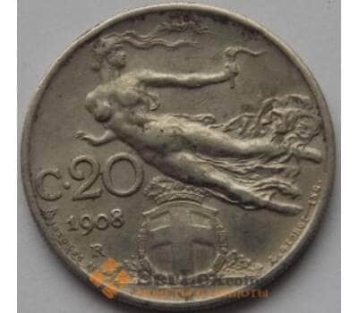 Монета Италия 20 чентезимо 1908 КМ44 VF арт. С03690