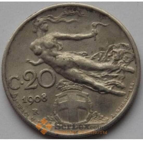 Италия 20 чентезимо 1908 КМ44 VF арт. С03690