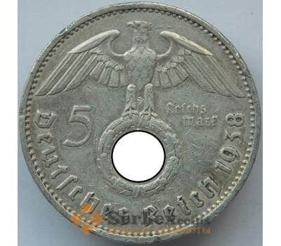 Монета Германия 5 марок (рейхсмарок) 1938 А КМ94 XF Серебро (J05.19) арт. 14754