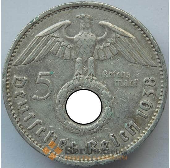 Германия 5 марок (рейхсмарок) 1938 А КМ94 XF Серебро (J05.19) арт. 14754
