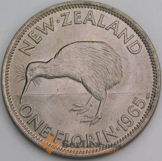 Новая Зеландия монета 1 флорин 1965 КМ28.2 UNC арт. 46518
