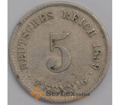 Германия монета 5 пфеннигов 1899 G КМ11 VF арт. 43426