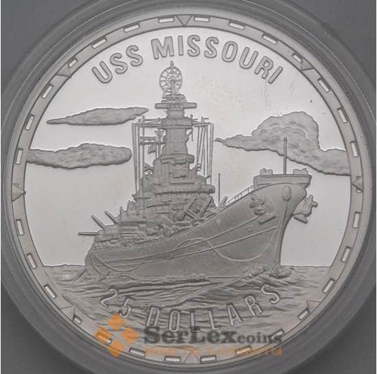 Соломоновы острова 25 долларов 2005 Proof корабль USS Миссури арт. 28621