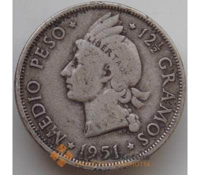 Монета Доминиканская республика 1/2 песо 1951 КМ21 VF арт. 14163