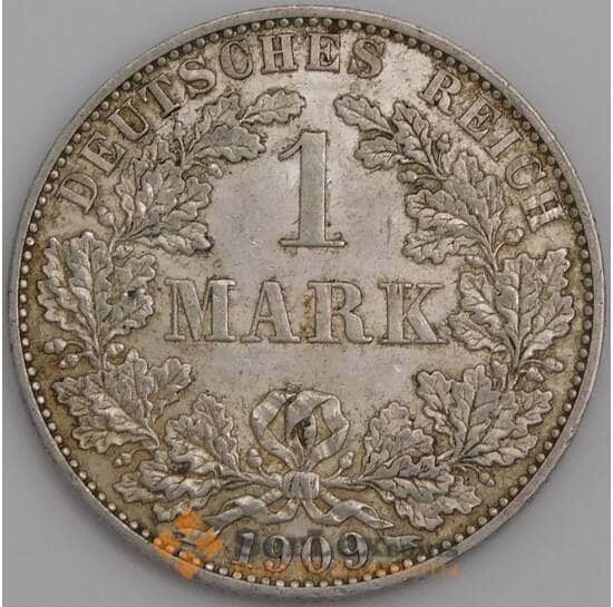 Германия монета 1 марка 1909 А КМ14 AU арт. 47665