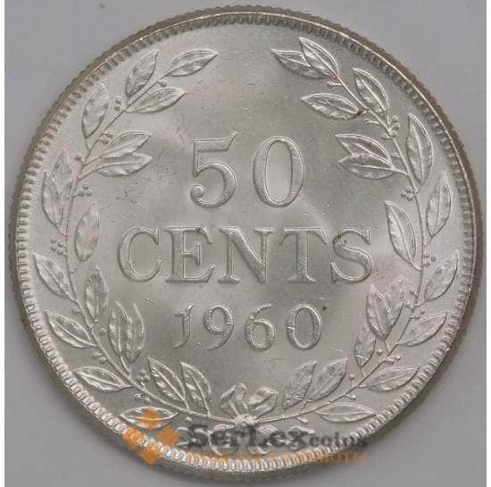Либерия монета 50 центов 1960 КМ17 UNC арт. 42718