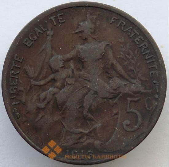 Франция 5 сантим 1916 КМ842 VF (J05.19) арт. 16401