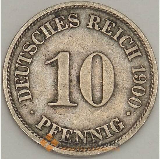 Германия монета 10 пфеннигов 1900 A КМ12 XF арт. 21615