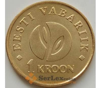 Монета Эстония 1 крона 2008 КМ44 UNC 90 лет Республики арт. 8027