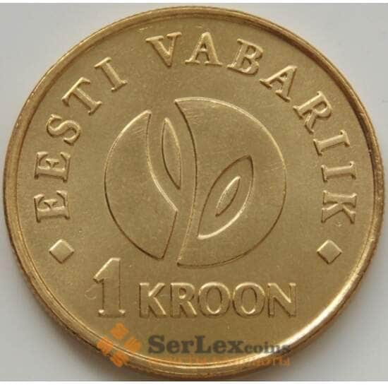 Эстония 1 крона 2008 КМ44 UNC 90 лет Республики арт. 8027