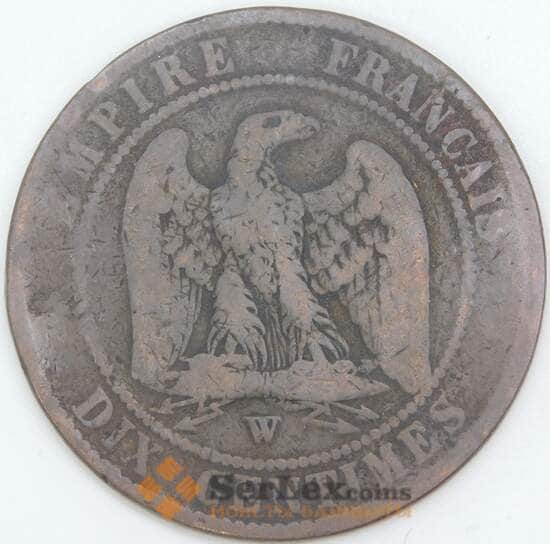 Франция 10 сантимов 1856 W КМ771 VG арт. 56970