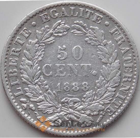 Франция 50 сантимов 1888 A КМ834 XF арт. 11958
