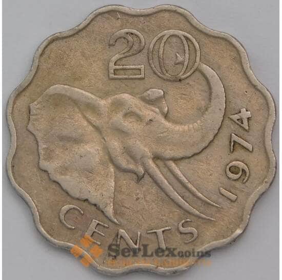 Свазиленд 20 центов 1974 КМ11 VF арт. 38968