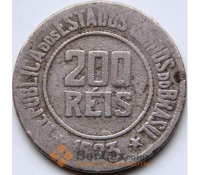 Монета Бразилия 200 рейс 1923 КМ519 F арт. С04369