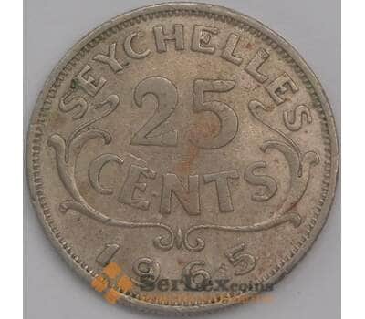 Сейшельские острова монета 25 центов 1965 КМ11 F арт. 42160