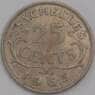 Сейшельские острова монета 25 центов 1965 КМ11 F арт. 42160