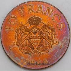 Монако монета 10 франков 1981 КМ154 aUNC арт. 47360