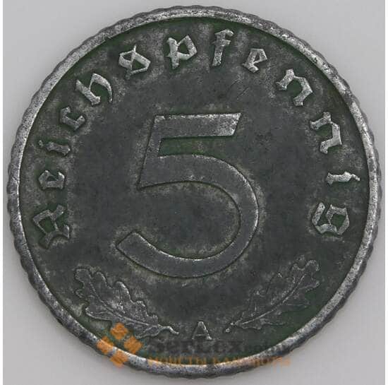 Германия монета 5 пфеннигов 1942 А КМ100 XF арт. 47705