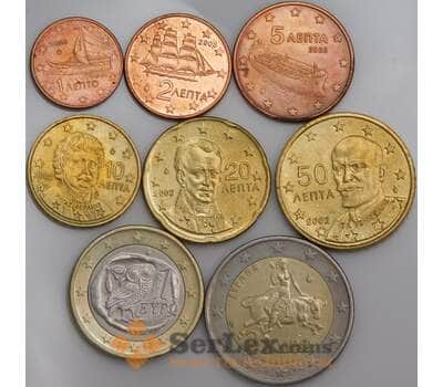 Греция набор Евро монет 1 цент - 2 евро 2002,2008 (8 шт) AU-aUNC арт. 45970