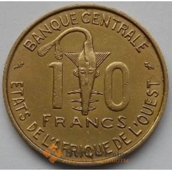 Западно-Африканские Штаты 10 франков 1966-1981 КМ1а UNC арт. С03794