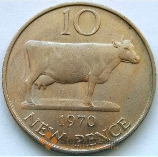 Гернси 10 пенсов 1968-1971 К24 AU арт. С03846