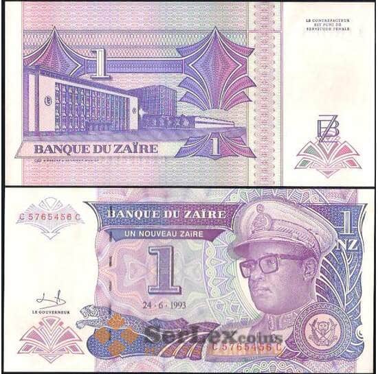 Заир 1 заир 1993 P52 UNC арт. В01038