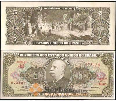 Банкнота Бразилия 5 крузейро 1962-1964 P176 UNC арт. В00672