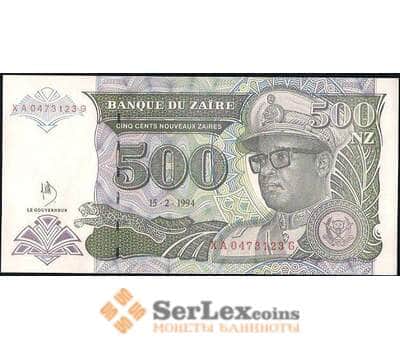 Банкнота Заир 500 заир 1994 P63 UNC арт. В01057