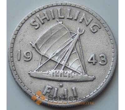Монета Фиджи 1 шиллинг 1943 S КМ12а VF арт. 6739