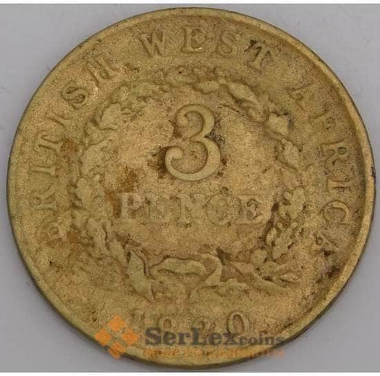 Британская Западная Африка монета 3 пенса 1920 КМ10b VG арт. 45863