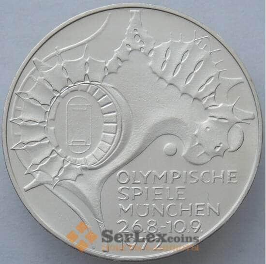Германия 10 марок 1972 F КМ133 BU Серебро Стадион (J05.19) арт. 14882