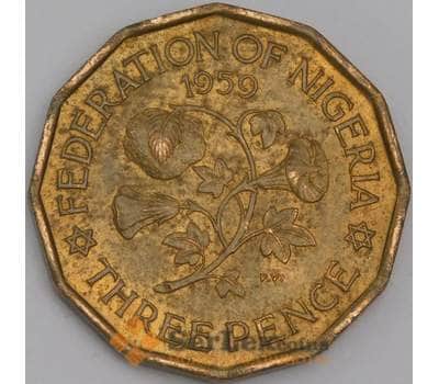 Нигерия монета 3 пенса 1959 КМ3 aUNC арт. 43523