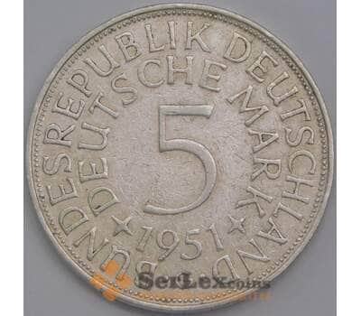 Монета Германия 5 марок 1951 G КМ112 VF арт. 11646